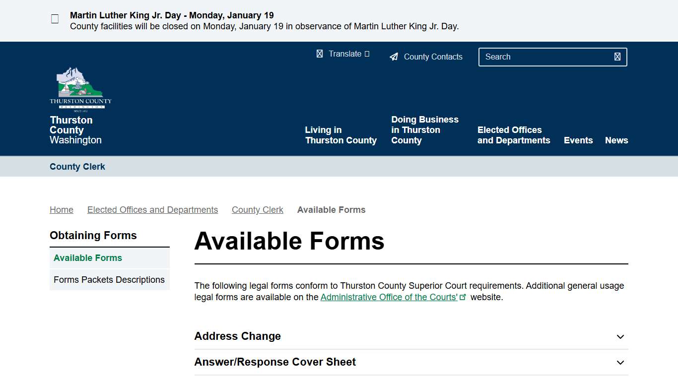 Available Forms | Thurston County
